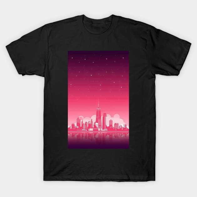 Vaporwave city minimalist art T-Shirt by Spaceboyishere